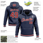Custom Stitched Navy Red-White Sports Pullover Sweatshirt Hoodie photo 3