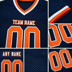Custom Navy Orange-White Mesh Authentic Throwback Football Jersey detail
