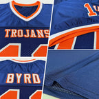 Custom Navy Orange-White Mesh Authentic Throwback Football Jersey photo 2