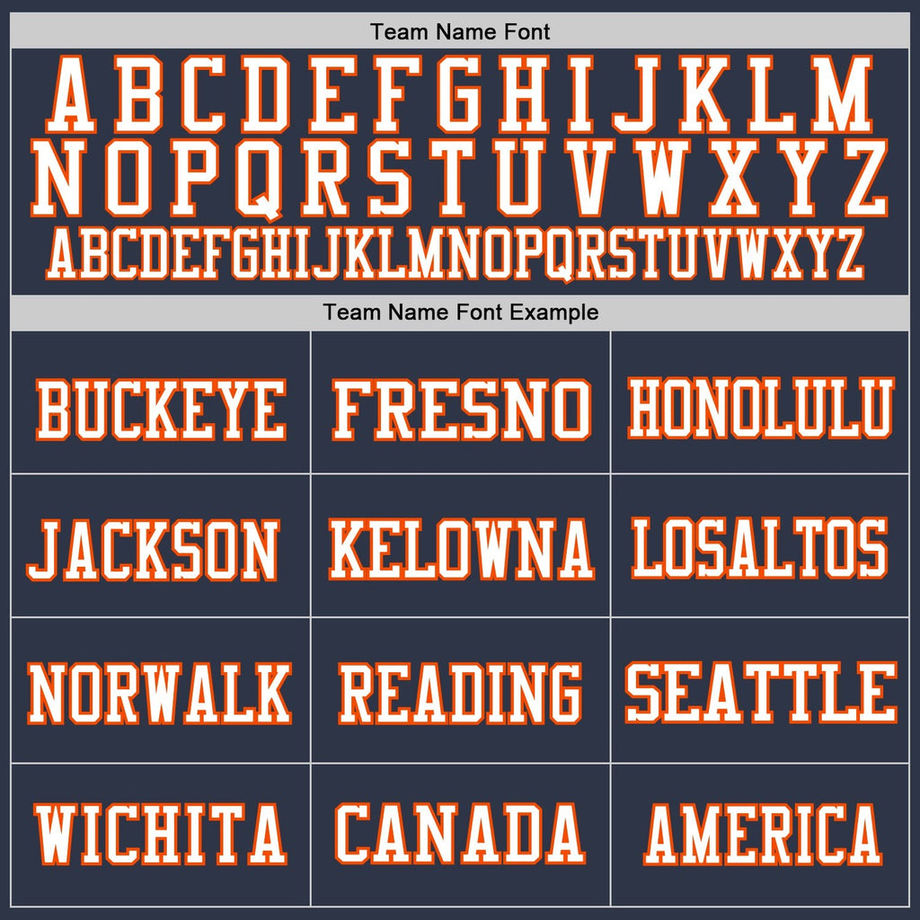 Custom Navy Orange-White Mesh Authentic Throwback Football Jersey photo 3
