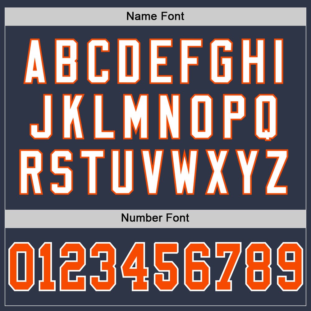 Custom Navy Orange-White Mesh Authentic Throwback Football Jersey photo 4
