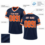 Custom Navy Mesh Authentic Football Jersey with Orange and White Lettering Design 0891 customization guide