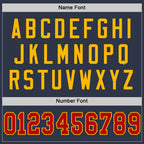 Custom Navy Red-Gold Mesh Authentic Throwback Football Jersey photo 3