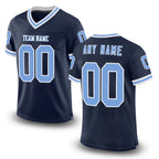 Custom Navy Light Blue-White Mesh Authentic Throwback Football Jersey