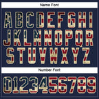 Custom Navy Vintage USA Flag Cream-Crimson Hockey Lace Neck Jersey photo 4
