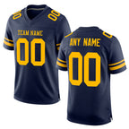 Custom Navy Gold Mesh Authentic Football Jersey