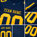 Custom Navy Gold Mesh Authentic Football Jersey detail