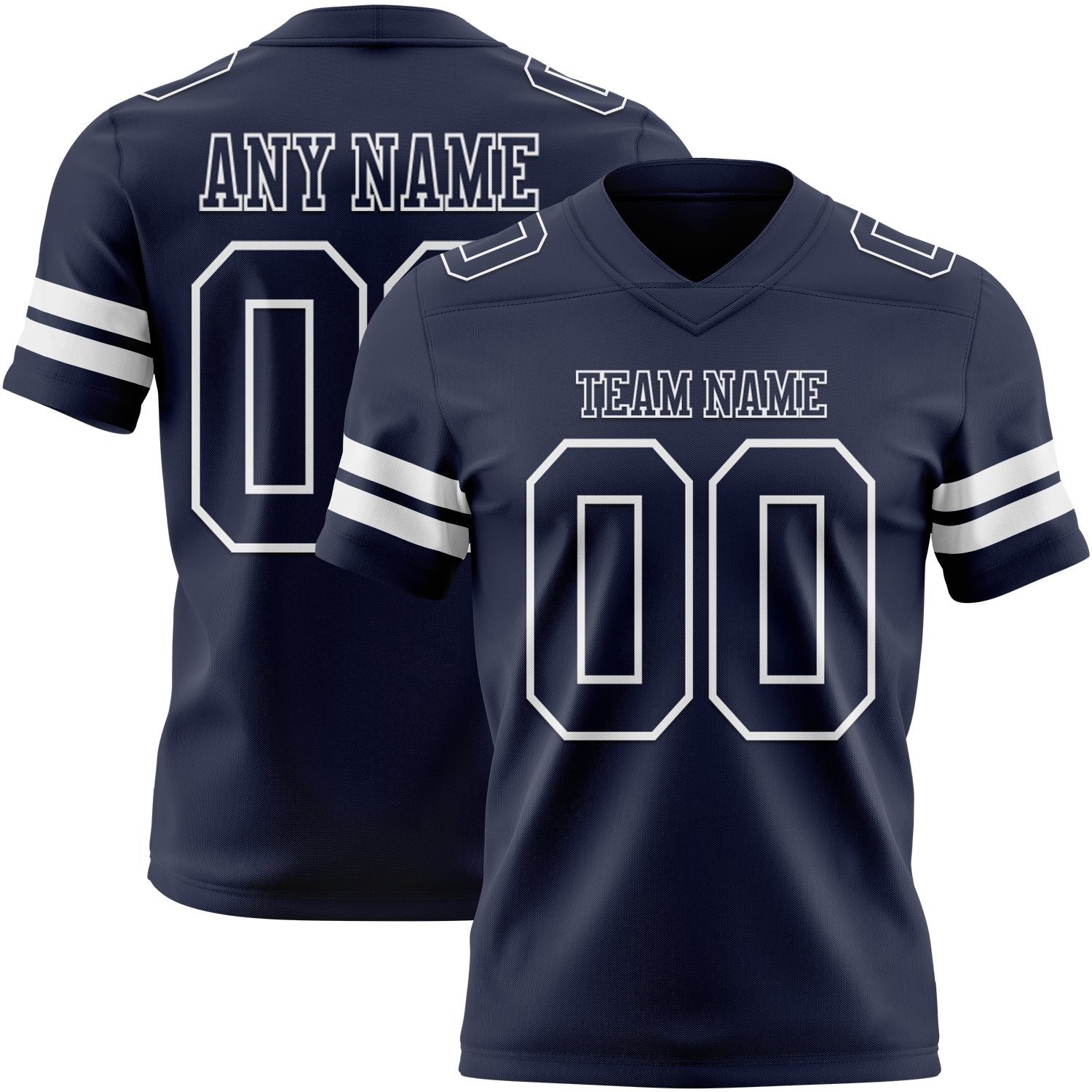 Custom Navy White Authentic Football Jersey photo 1
