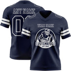 Custom Navy White Authentic Football Jersey photo 2