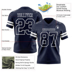 Custom Navy White Authentic Football Jersey photo 3