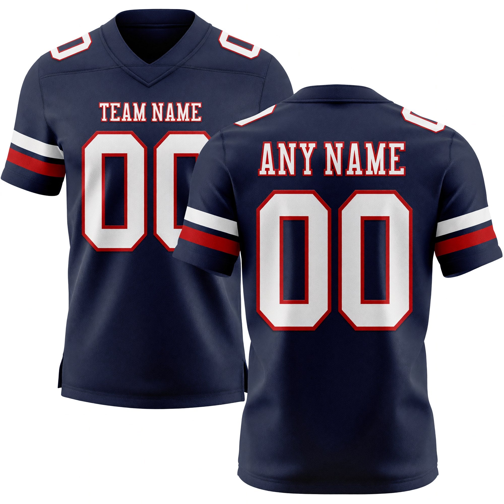 Custom Navy White-Red Authentic Football Jersey