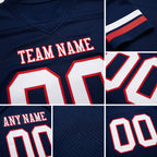 Custom Navy White-Red Authentic Football Jersey detail