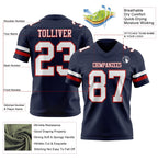 Custom Navy White-Red Authentic Football Jersey photo 3