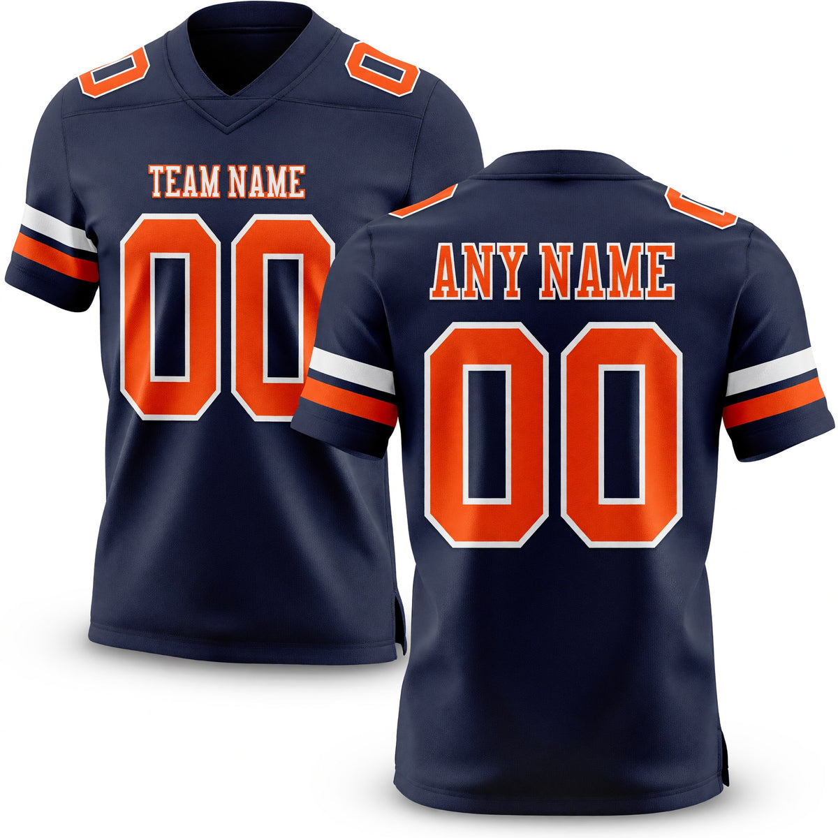 Custom Navy Orange-White Authentic Football Jersey