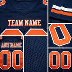 Custom Navy Orange-White Authentic Football Jersey detail