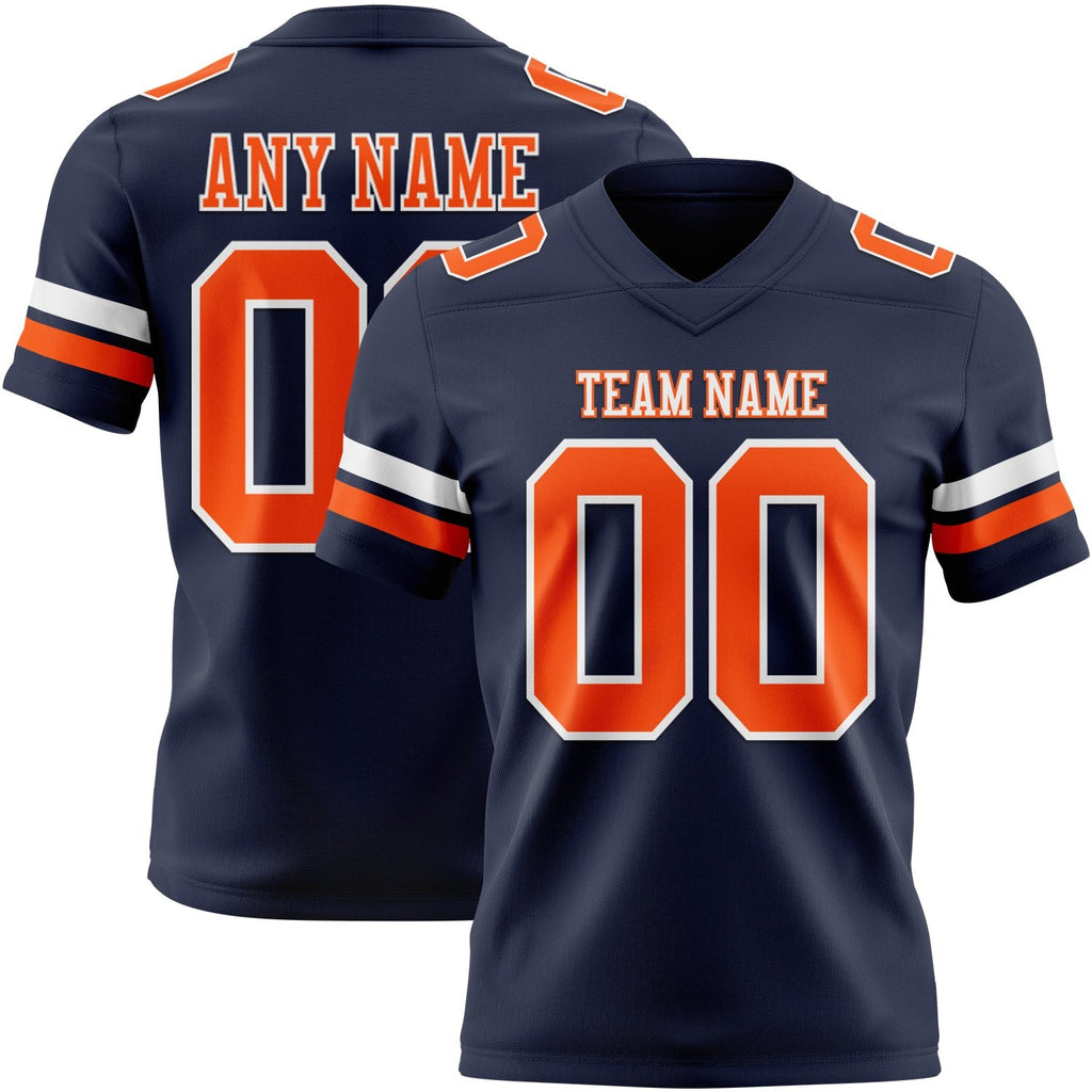 Custom Navy Orange-White Authentic Football Jersey photo 1