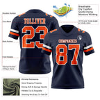 Custom Navy Orange-White Authentic Football Jersey photo 3