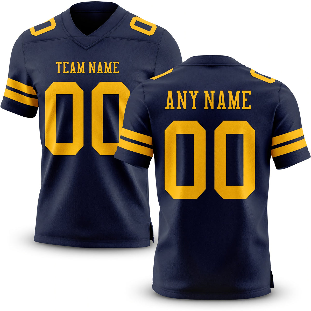 Custom Navy Gold Authentic Football Jersey