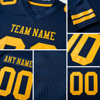 Custom Navy Gold Authentic Football Jersey detail