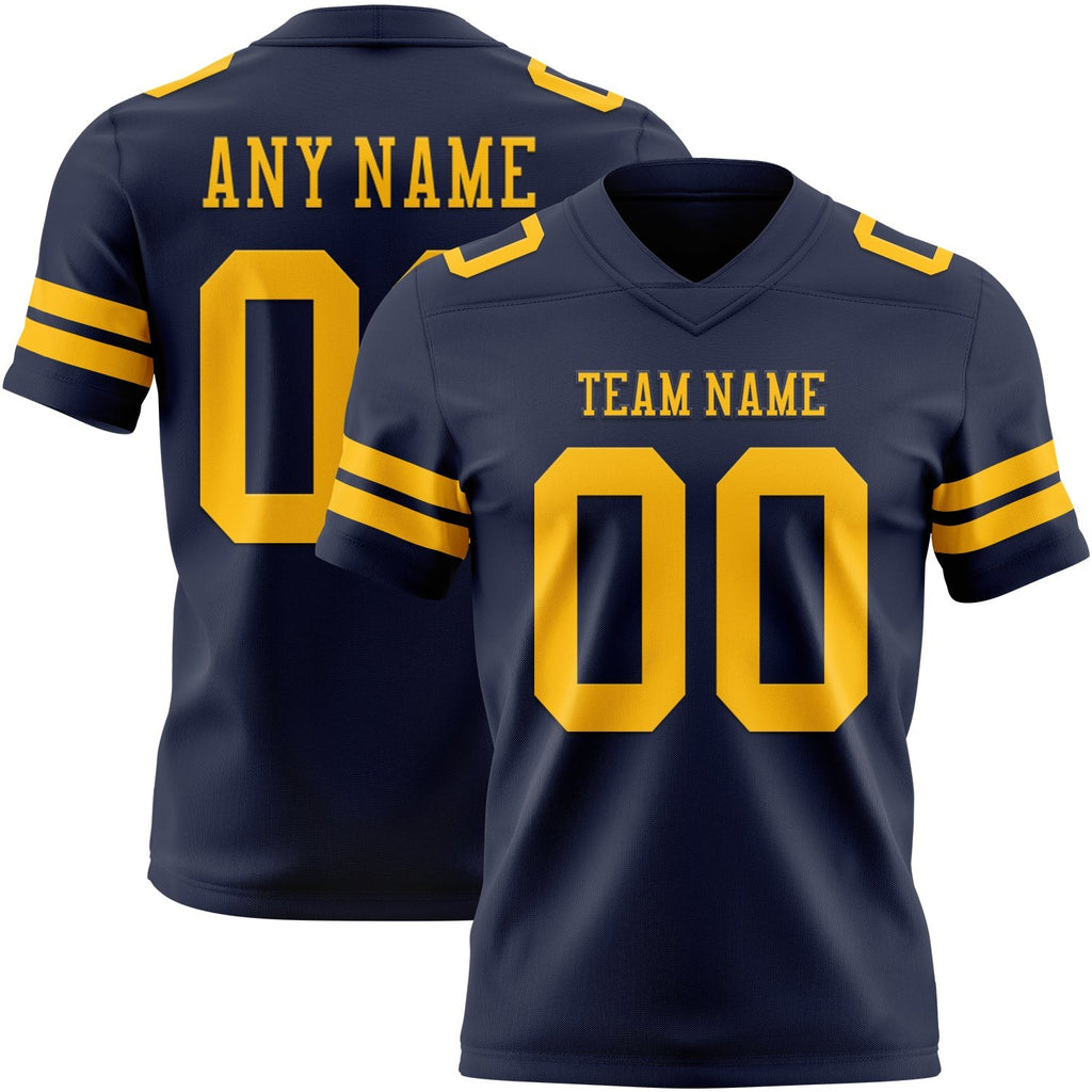 Custom Navy Gold Authentic Football Jersey photo 1