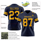 Custom Navy Gold Authentic Football Jersey photo 3