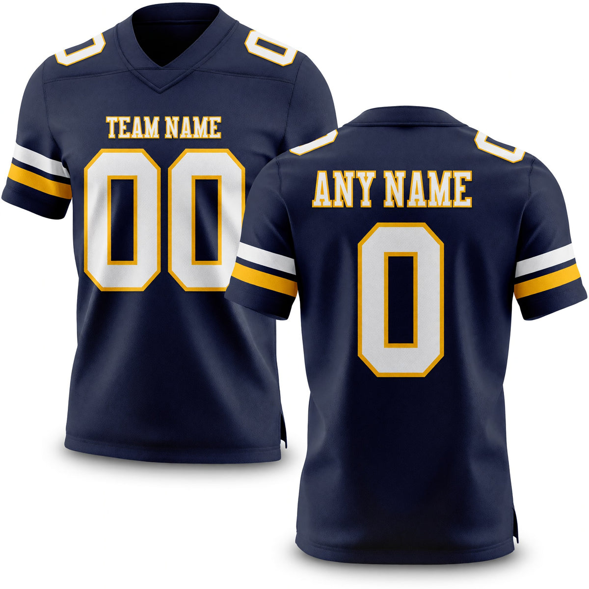 Custom Navy White-Gold Authentic Football Jersey