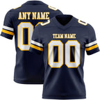 Custom Navy White-Gold Authentic Football Jersey photo 1