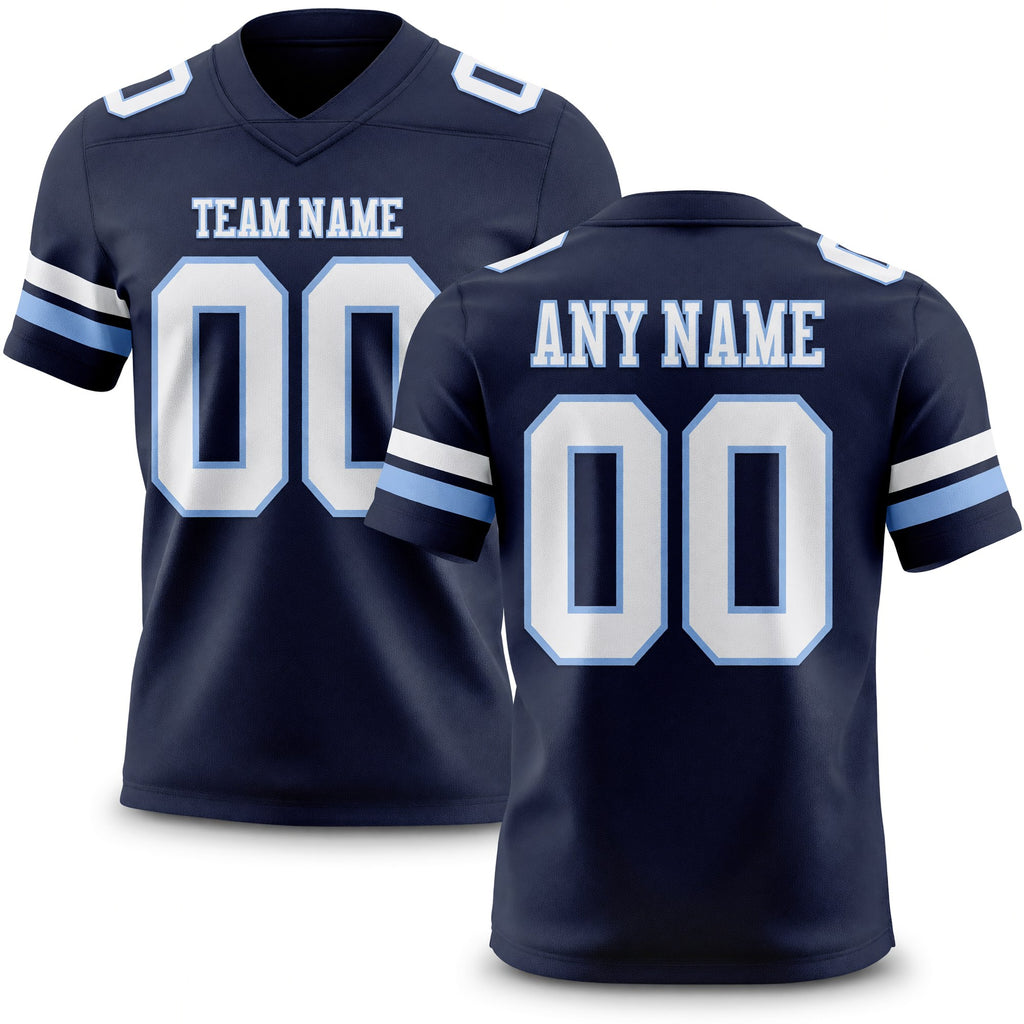 Custom Navy White-Light Blue Authentic Football Jersey