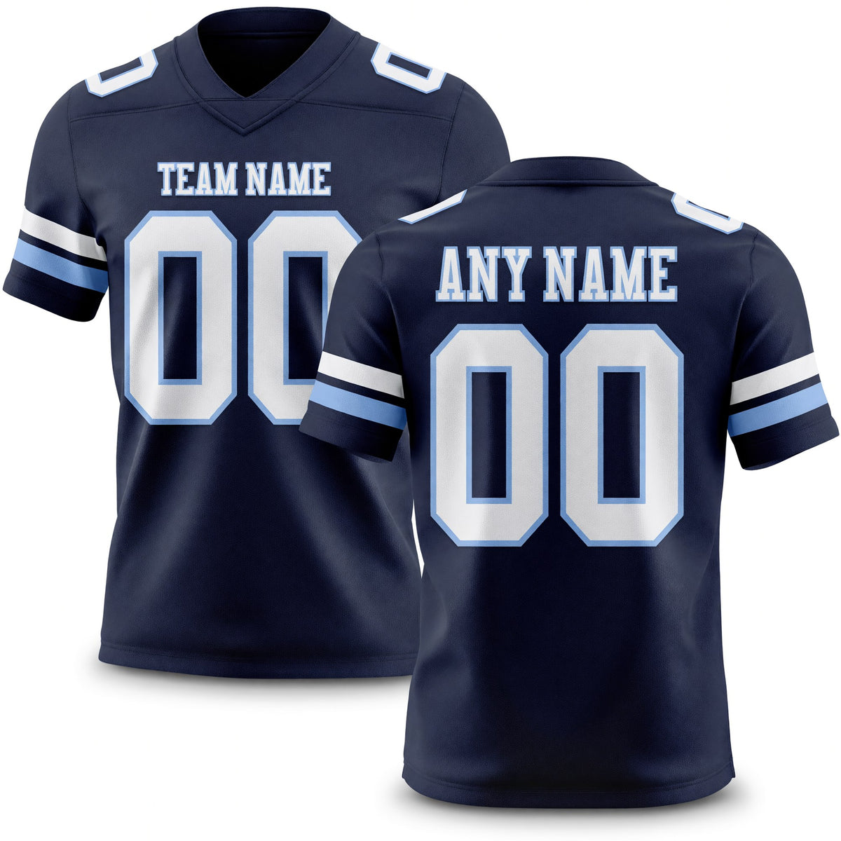 Custom Navy White-Light Blue Authentic Football Jersey