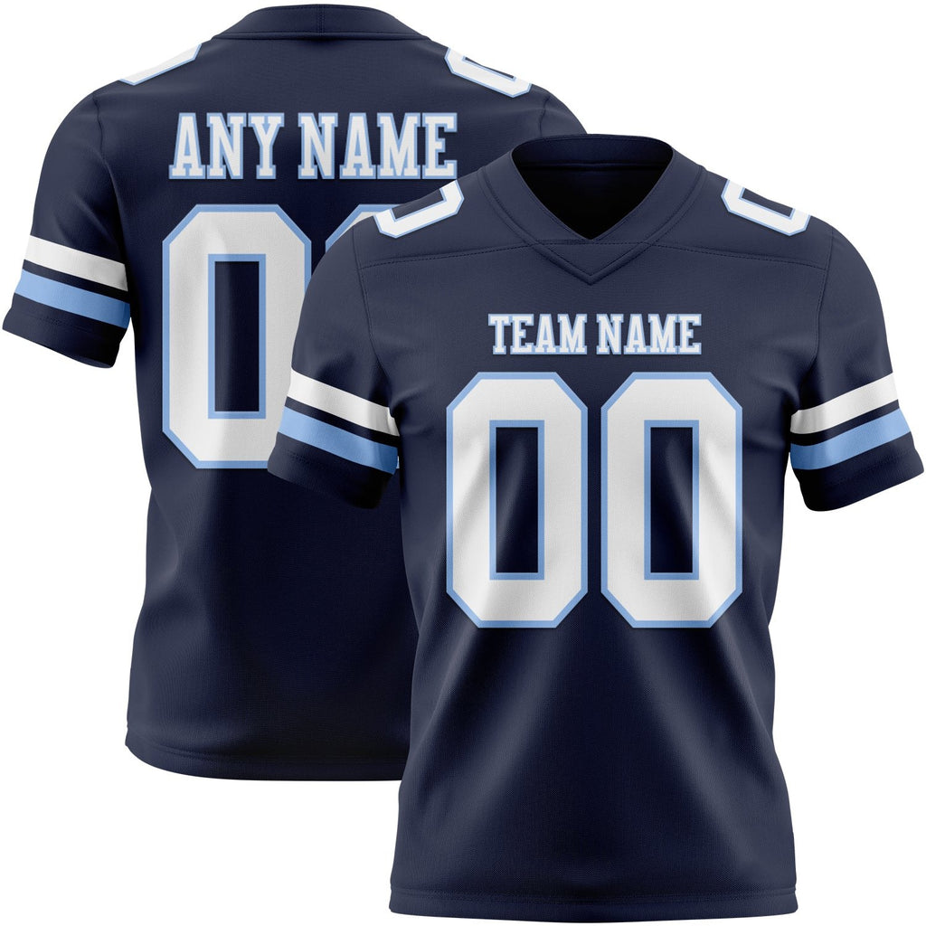 Custom Navy White-Light Blue Authentic Football Jersey photo 1