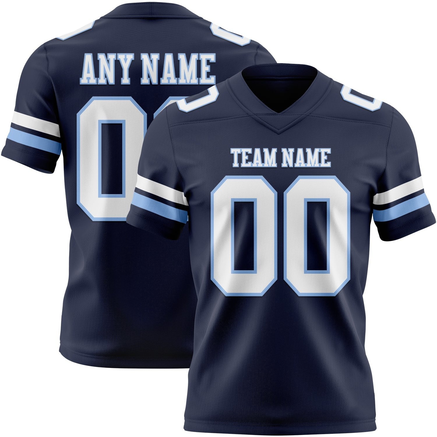 Custom Navy White-Light Blue Authentic Football Jersey photo 1