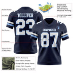 Custom Navy White-Light Blue Authentic Football Jersey photo 3