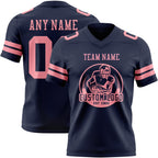 Custom Navy Medium Pink Authentic Football Jersey photo 2