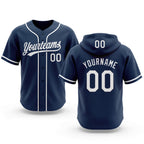 Custom Stitched Navy White Baseball Pullover Sweatshirt Hoodie