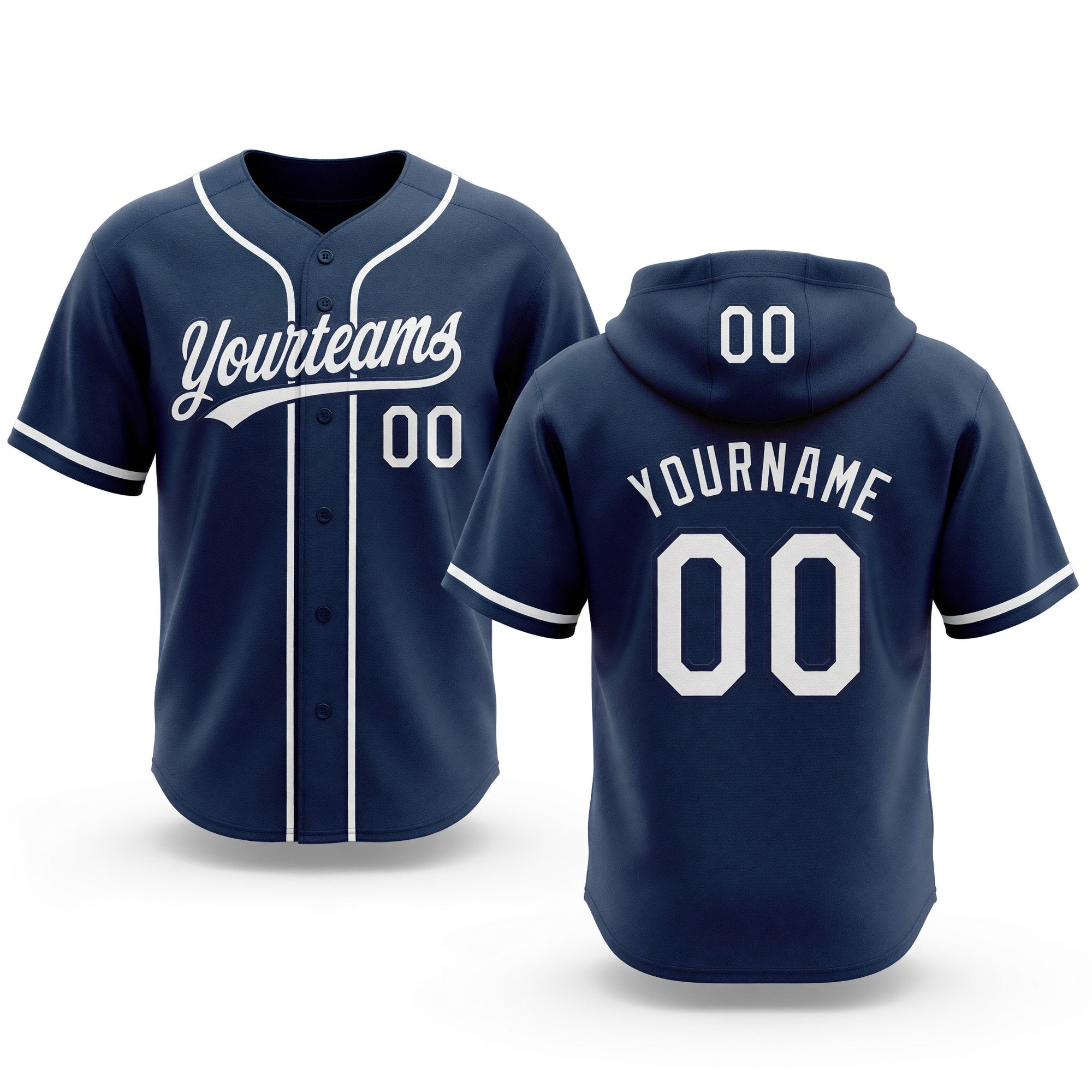 Custom Stitched Navy White Baseball Pullover Sweatshirt Hoodie