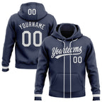 Custom Stitched Navy White Baseball Pullover Sweatshirt Hoodie photo 1