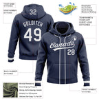 Custom Stitched Navy White Baseball Pullover Sweatshirt Hoodie photo 2