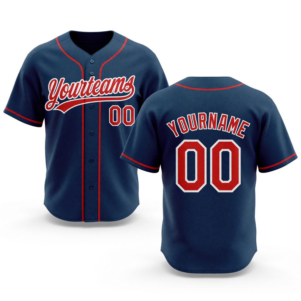 Custom Stitched Navy Red-White Baseball Pullover Sweatshirt Hoodie