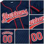 Custom Stitched Navy Red-White Baseball Pullover Sweatshirt Hoodie detail