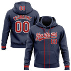 Custom Stitched Navy Red-White Baseball Pullover Sweatshirt Hoodie photo 1