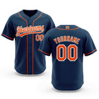 Custom Stitched Navy Orange-White Baseball Pullover Sweatshirt Hoodie