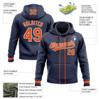 Custom Stitched Navy Orange-White Baseball Pullover Sweatshirt Hoodie photo 2