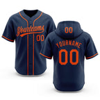 Custom Stitched Navy Orange Baseball Pullover Sweatshirt Hoodie