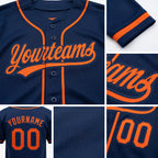Custom Stitched Navy Orange Baseball Pullover Sweatshirt Hoodie detail