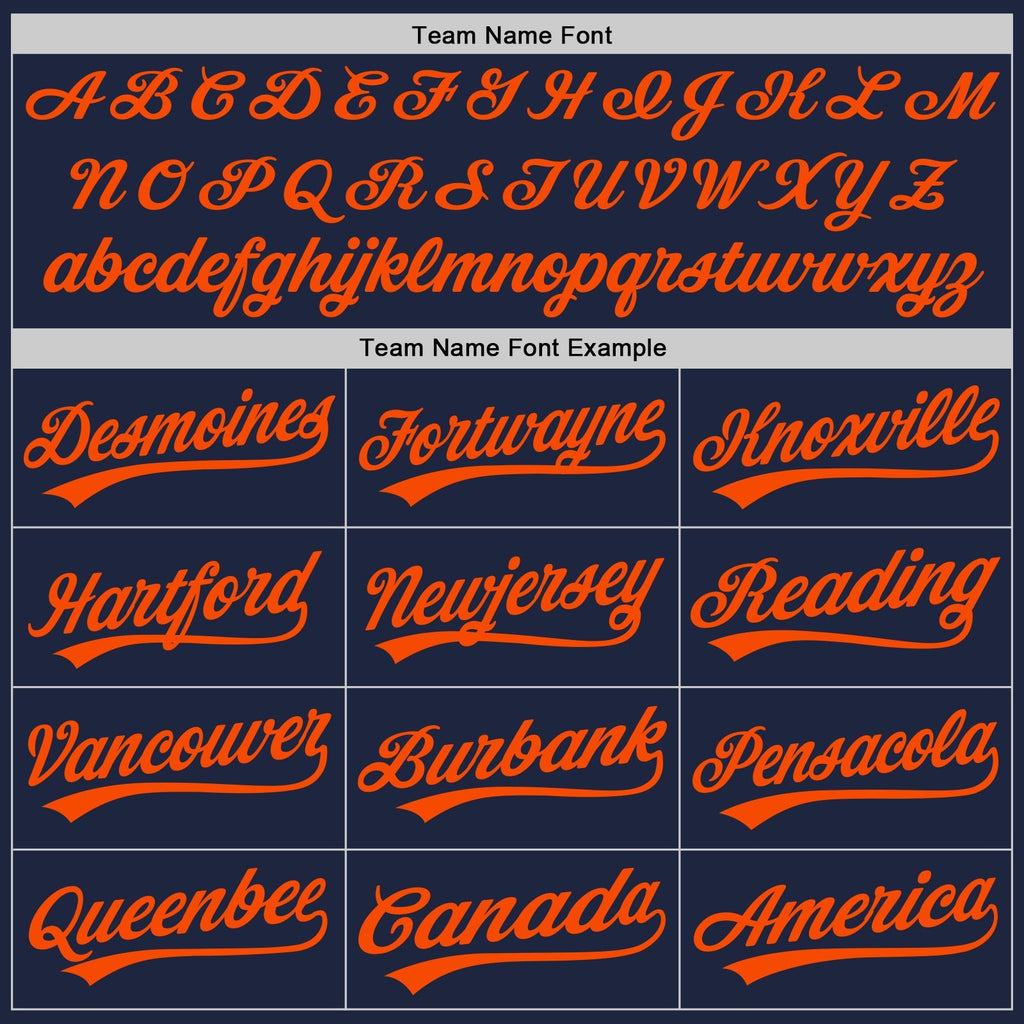 Custom Stitched Navy Orange Baseball Pullover Sweatshirt Hoodie photo 3