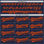 Custom Stitched Navy Orange Baseball Pullover Sweatshirt Hoodie photo 3