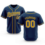 Custom Stitched Navy Gold-White Baseball Pullover Sweatshirt Hoodie