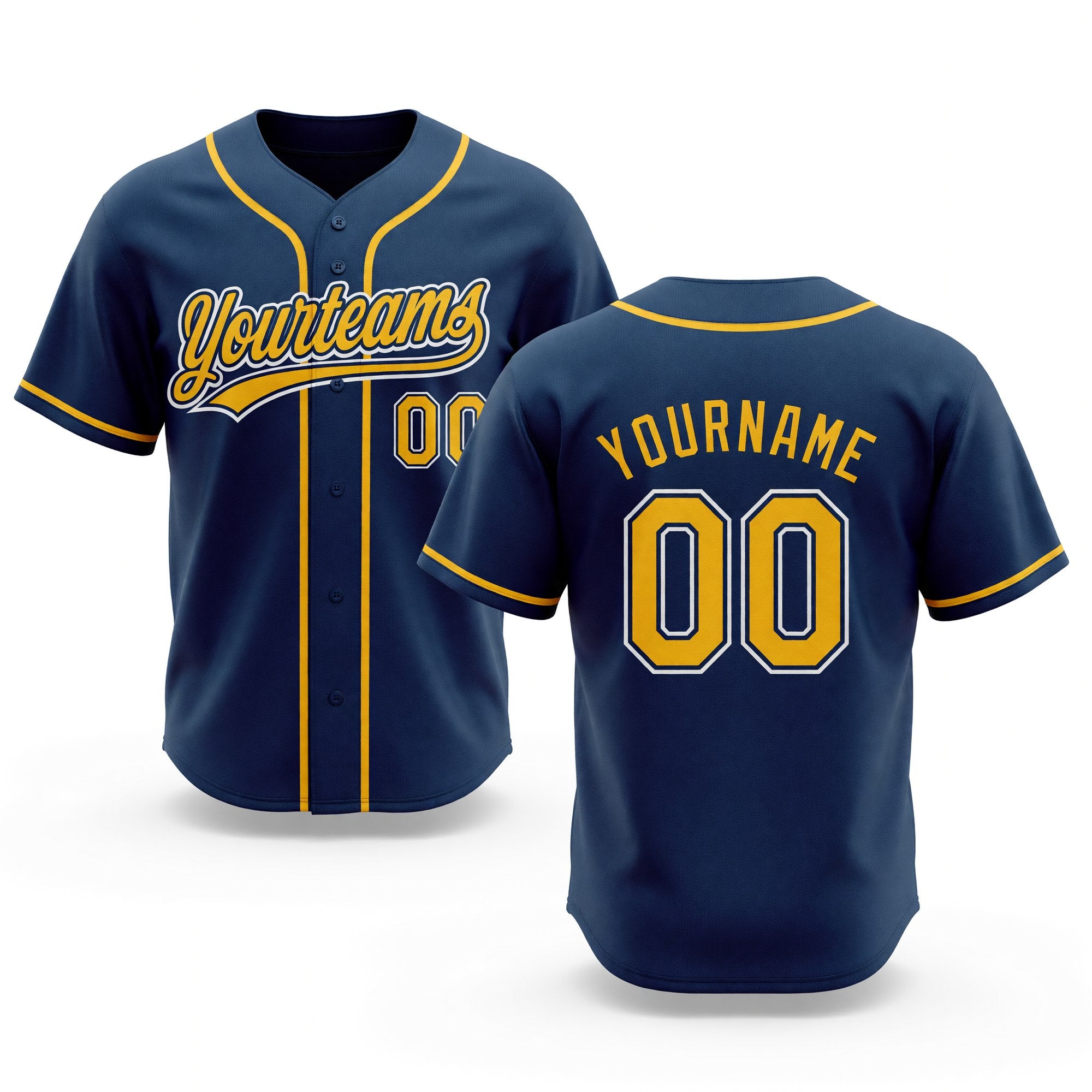 Custom Stitched Navy Gold-White Baseball Pullover Sweatshirt Hoodie