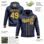 Custom Stitched Navy Gold-White Baseball Pullover Sweatshirt Hoodie photo 2