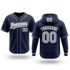 Custom Stitched Navy Gray-White Baseball Pullover Sweatshirt Hoodie